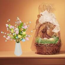 1/2 Pcs Easter Artificial Flowers Easter Eggs Berries Stem Picks Branches Colorful Easter Party Floral Arrangement Crafts Decorations For Spring Easter Birthday Wedding Party Home Vase Decor Gifts Graduation - Multicolor - View 7