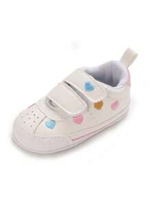 0-1 岁婴儿女孩春秋款橡胶底学步鞋心形鞋