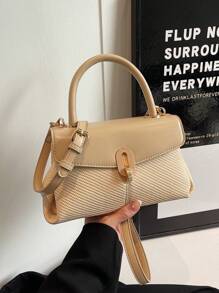 Nuevo bolso cuadrado pequeño de moda para mujer, bolso de mano casual de unicolor, bolso bandolera versátil con decoración de metal de PU, adecuado para atuendos de Año Nuevo, regalos, fiestas, festivales de música, apropiado para adolescentes, estudiantes universitarias, trabajadores de oficina, perfecto para universidad, trabajo, negocios, commuting, al aire libre, viajes, picnics, oficina, ideal para trabajo, compras