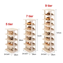 NetHong 4-7 Tier Vertical Shoe Rack Tall Narrow Shelf Storage Organizer Slim Shoe Tower - White - View 9