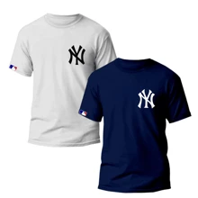 Kit 2 Men's T-Shirts NEW YORK Unisex Shirt 100% Cotton - Xám - Xem 4