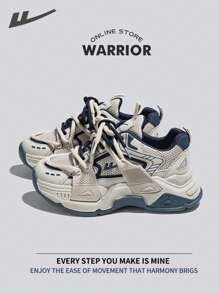 Warrior Spring And SummerLightweightComfortableBreathableRunning ShoesModest Style Casual Yet SleeksneakersApplicable Throughout The Yearwear-ResistingAll-Day WearTraining SneakersFashionable Retro Sports Shoes For Women - Gray/Blue - View 1