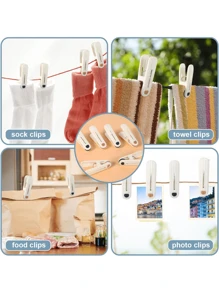 24pcs Plastic Clothes Clips, Sturdy And Durable, Suitable For Laundry, 2.36 Inch Clothespins, Seamless Design, Windproof Clips, Can Be Used To Hang Clothes, Socks, Towels, Snacks, Etc. - Multicolor - View 3