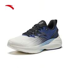 Anta Giày chạy bộ Thorn thế hệ thứ 5 chống sốc, bật nảy cho nam, mặt trên bằng da chống trượt, giày thể thao chống nước - Màu ngà/Xanh bụi/Xanh tín hiệu -10 - Xem 2