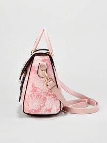 Bolso de mano pequeño de unicolor para mujer, bolso bandolera de asa superior, bolso de hombro pequeño de moda con decoración de hebilla - Rosa - Ver 7