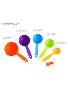 Conjunto Kit Colher Xicaras De Medida 5 Peças Promoção Medidor de Receitas Colher Xicara Conjunto Medidor Cozinha Culinária - Multicolorido - Visão 5