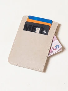 Porta Cartão Carteira Slim Fininho Masculino e Feminino Compacto Prático - Bege - Visão 1