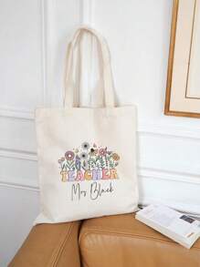 Bolso de tela personalizado con estampado - Ligero, reutilizable y con asa para el hombro para uso diario y viajes - Bolsa de compras plegable y de moda con asa fija