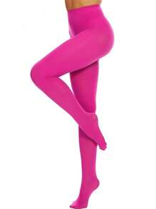 1 par de medias opacas de mujer de estilo de moda de terciopelo, calzas multicolores