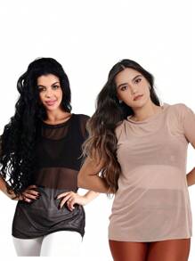 KIT 2 Tulle Fitness Gym Tops 10736 - Màu be - Xem 1