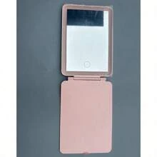 Espejo de maquillaje portátil recargable por USB con 3 colores de luz, superficie pulida, espejo plegable y recargable con batería de litio, compatible con vidrio, sin olor