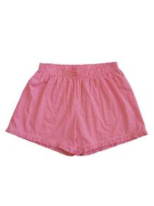 Women Shorts, Summer Elastic Waist Plaid Shorts Loose Streetwear For Casual Daily - Red - View 2