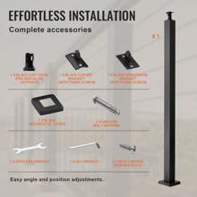 Cable Railing Post, 36" X 2" X 2" To 42" X 2" X 2" Steel Deck Railing Post, 10 Or 12 Pre-Drilled Holes, SUS304 Stainless Steel Cable Rail Post With Horizontal And Curved Bracket, 1-Pack, Silver Or Black - 36" X 2" X 2" Without Hole Black - View 6