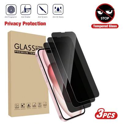 3 miếng dán bảo vệ màn hình riêng tư, tương thích với Apple 17/17Pro/17Promax/16 Promax, ốp lưng bảo vệ bằng kính cường lực chống nhìn trộm, chống trầy xước, chống sốc, chống dầu, chống bám vân tay