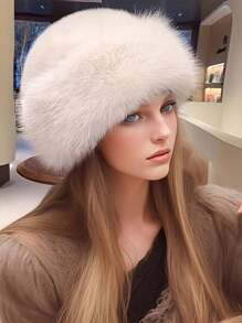 1pc New Winter Bucket Hat, Plush Hat Warm Outdoor Bucket Hat, Fashionable And Exquisite - Multicolor - View 2