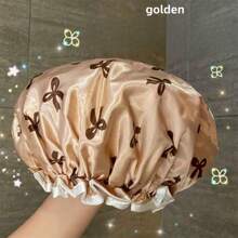 1pc Double-Layer Waterproof Shower Cap For Women, Thickened Bathing Hairnet For Makeup, Kitchen, Dust Protection Home Bathroom Decor
