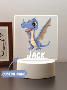 1 Abajur de Dinossauro Personalizado para Decoração de Quarto com Nome - Presente Ideal para Aniversário, Cabeceira ou Outra Ocasião - Luminária 3D Personalizada para Quarto - Presente de Dia dos Namorados, Aniversário, Presente para Namorada ou Namorado - Luz Decorativa Personalizada