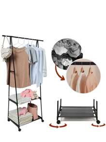 Perchero TRIANGULAR Organizador de Ropa, Estante Multifuncional con Ruedas de Acero Inoxidable, Rack Organizador 3 en 1 - Multicolor - Ver 5