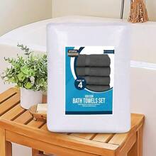 4 Packs Premium Bath Towels Set, 27 By 54 Inches, 100% Ring Spun Cotton 600GSM, Lightweight And Highly Absorbent Quick Drying Towels, Perfect For Daily Use, GreySummer,Holiday Home Bathroom Decor