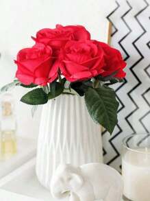 1/3/5 Piezas de Rosas Artificiales Rojas, Ramos de Boda de Rosas Rojas Falsas, Rosas de Espuma con Toque Realista, Flores de Rayón para Decoración de Bodas, Ramos de Rosas Realistas con Tallos Largos, Adecuados para el Día de San Valentín, Familia, Decoración de Bodas y Fiestas.