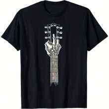 Rock On Skeleton Hand Guitar Rock & Roll Men  Rock Band T-Shirt