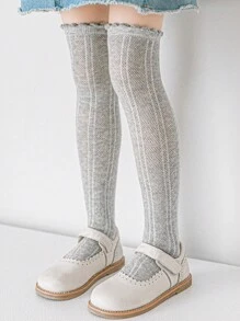 2pcs/Pack Girls Gray Mesh Spring/Summer Mosquito Repellent Over-The-Knee Crew Socks - Light Grey - View 8