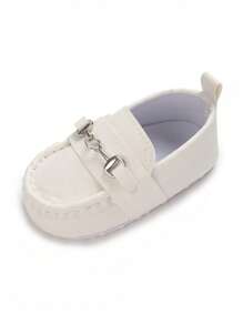 Zapatos de piel sintética tipo mocasín de suela blanda antideslizante para bebés recién nacidos niño, aptos para todas las estaciones
