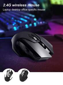 Mouse inalámbrico de 2.4G alimentado por batería, mouse óptico USB para computadora portátil, escritorio y PC para oficina, negocios y juegos - Multicolor - Ver 1