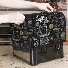 1 buc. Husă pentru prăjitor de pâine retro, capac de praf pentru prăjitor de pâine cu tematică de cafea, capac lavabil pentru aparat de prăjitor de pâine cu cârlig de agățat superior, se potrivește cu prăjitorul standard de 2/4 felii