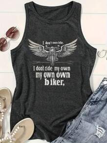 Motorcycle Inspired Tank Top - Dark Grey - View 1