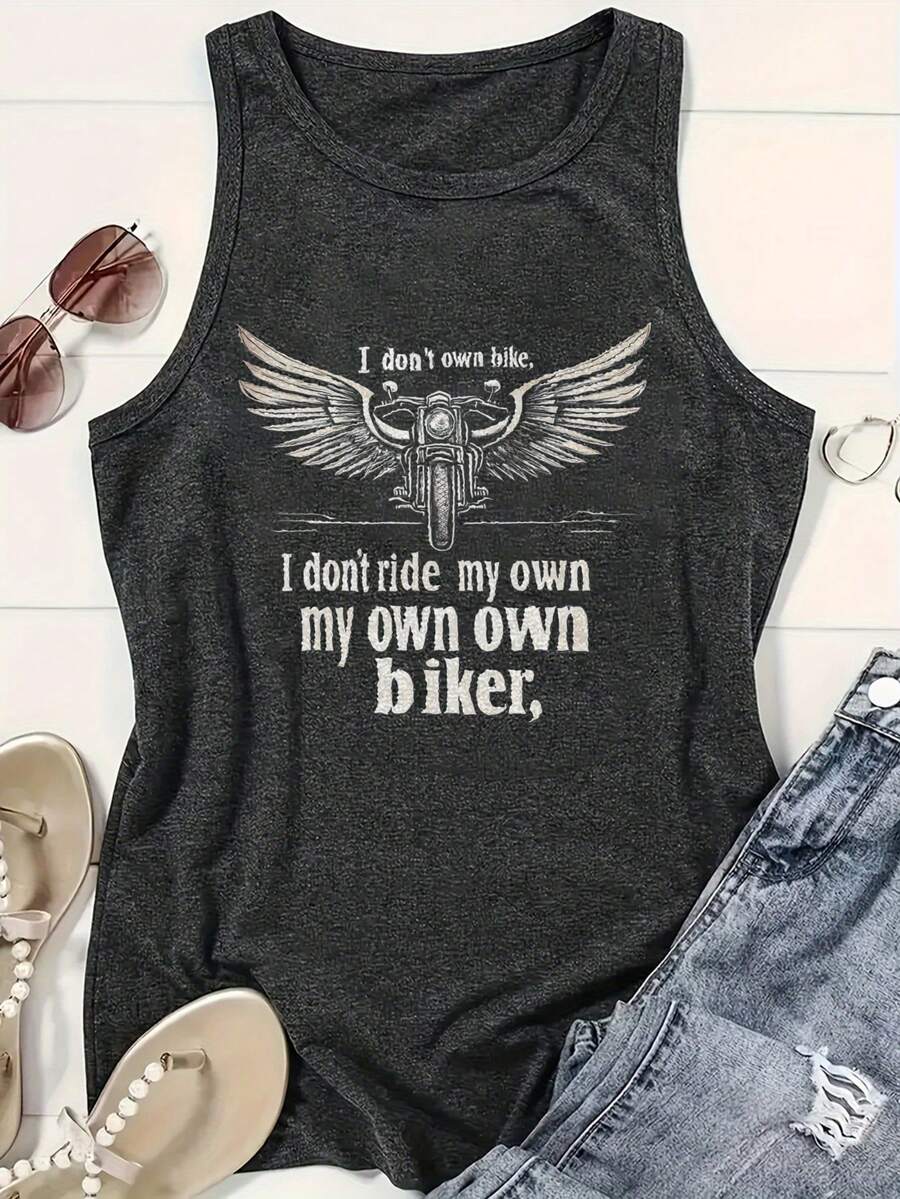 Motorcycle Inspired Tank Top - Dark Grey - View 1