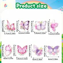 8 stuks vlinderlollykaarten, roze en paarse lollywenskaarten, verjaardagsfeest, bruiloft, vlinderthemafeestgeschenken, lollykaartdecoraties, geschikt voor bruiloften, verjaardagen, themafeesten (lolly's niet inbegrepen)
