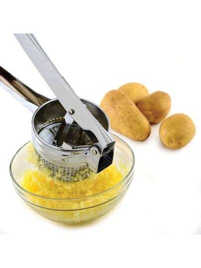 PRENSA triturador de papas, triturador de patatas de acero inoxidable resistente con mango ergonómico, utilizado como triturador para puré de papas y herramienta de cocina