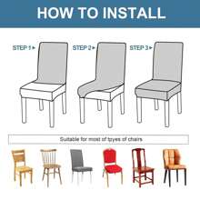 6 Sets Elastic Jacquard Dining Chair Covers, Leaf Pattern Chair Protectors, Dustproof Scratch-Resistant Removable Washable Slipcovers, Universal For Chairs, Stools And Benches, Perfect For Home, Kitchen, Living Room, Restaurant, Hotel, Banquet And Office - 水淺藍 - 查看 9