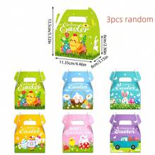 3 piezas Portador de cajas de cartón para dulces y aperitivos de Pascua de colores aleatorios para regalo de fiesta de Pascua