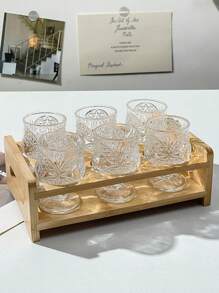 1/6 件套高脚玻璃酒杯，适合派对和聚会（不包括杯垫） - 無色 - 查看 5