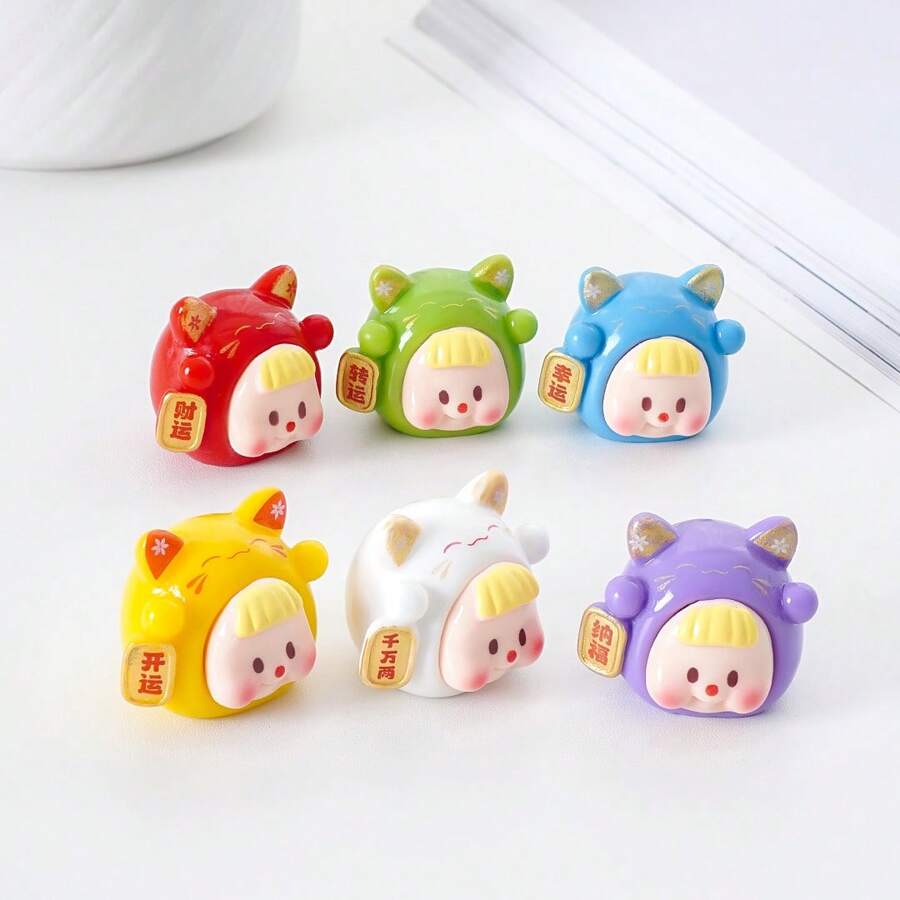 可爱招财猫妹妹萌莉DIY装饰百叶窗套餐挂饰配件微景观桌面小摆件 - 彩色 - 查看 1