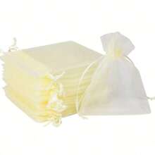 10/50/100pcs Ivory Gift Bags, Ivory Organza Candy Bags For Tableware, Various Holiday Party Packaging Supplies, Holiday Home Supplies, Holiday Wedding Party Gift Packaging Supplies