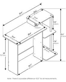 Furinno Descrito para computadora portátil portátil para el portátil para el HOGAR, Americano/Negro - Roble francés gris/negro. - Ver 7