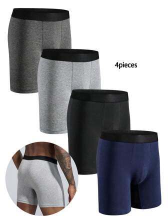 4 pièces Boxers mi-longs pour hommes, sous-vêtements hommes mode, caleçons confortables pour hommes, slips doux