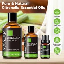 10/30/100ml Lemongrass Essential Oil, MAYJAM 1 Bottle Premium Lemongrass Essential Oil, Suitable For Aromatherapy Diffuser, Humidifier, Candle And Soap Making, Pure Essential Oil, Suitable For Home Aromatherapy Diffuser, DIY Fragrance, Long-Lasting Fragrance - Citronella - View 2