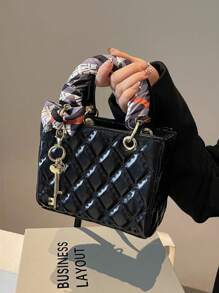 2024新款勃艮第红钻石纹手提包，小巧优雅，高端大气，斜挎单肩包圣诞礼物，非常适合旅行和派对，女性最佳母亲节礼物，时尚勃艮第包 - 彩色 - 查看 4