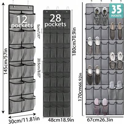 1 Stück / 12 / 28 / 35 Taschen verfügbar Netztasche Schuhaufbewahrungsregal, Kleiderschrank-Tür-Hängeorganizer, Großtasche Hängeschuhregal für Kleiderschrank Netztür, Schuhorganizer über die Tür, Kleiderschrank hängender Schuhhalter, platzsparend