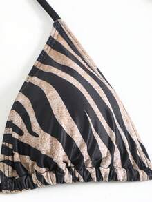 1 pieza Conjunto de bikini de unicolor sexy para mujer - Café integral - Ver 5