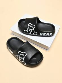 Pantuflas de espuma para niños, antideslizantes, suela suave, diseño de dibujos animados lindos, suela gruesa, tallas medianas/grandes, unisex, para uso en interiores, casuales, de secado rápido