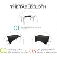 Spandex Tablecloth 2 Pack [8FT, Black] Tight, Fitted, Washable And Wrinkle Resistant Stretch Table Cloth Rectangle Cover For Trade Show, Weddings & Parties [96Lx30Wx30H Inch]