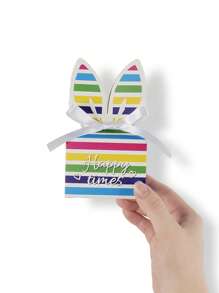 10pcs/5pcs/1pc Large Rainbow Square Cute Rabbit Bow Decorated Thick Paper Gift Boxes, Suitable For Birthday Party, Mother's Day, Summer Wedding, Father's Day, Graduation, Daily & Holiday Party, For Jewelry, Cosmetics, Chocolate, Cookies, Candy, Cards Gift - Rabbit Gift Box - View 3