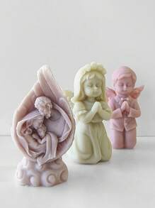 1个3D硅胶天使翅膀模具，粉色简约设计，耐热温度-40°C~230°C，适用于手工蜡烛、石膏雕塑、房间装饰、婚礼、节日DIY礼物，适用于树脂、水泥、蜡 - 白色 - 查看 4
