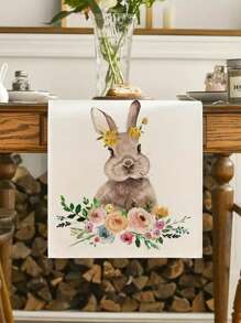 复活节兔子桌布，季节性春花节日厨房餐桌桌布，适合家庭聚会装饰 33.02 厘米 X 180 厘米