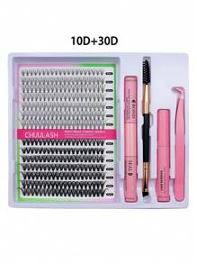 280/168 件 8-16 毫米 DIY 睫毛延长混合款式睫毛簇单独配有粘合剂和密封剂去除镊子睫毛刷用于自行化妆 - 黑色 - 查看 35